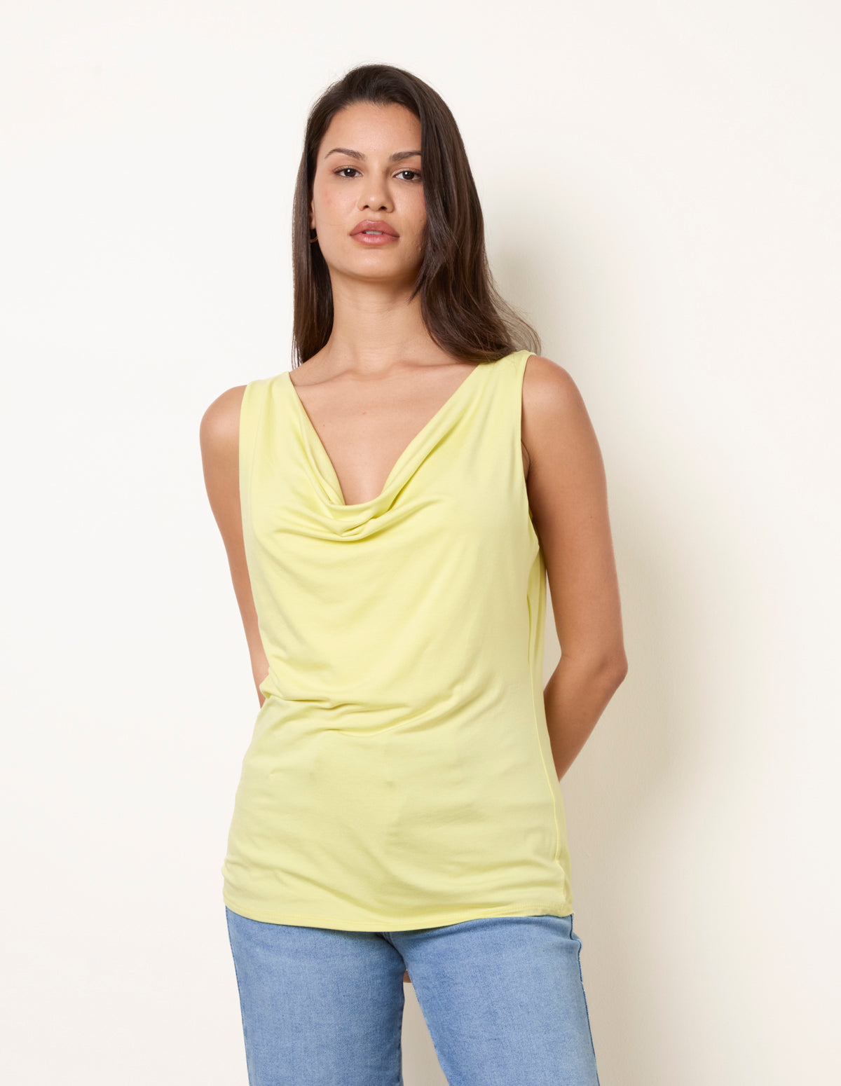 Sleeveless Cowl Neck Viscose Jersey Top