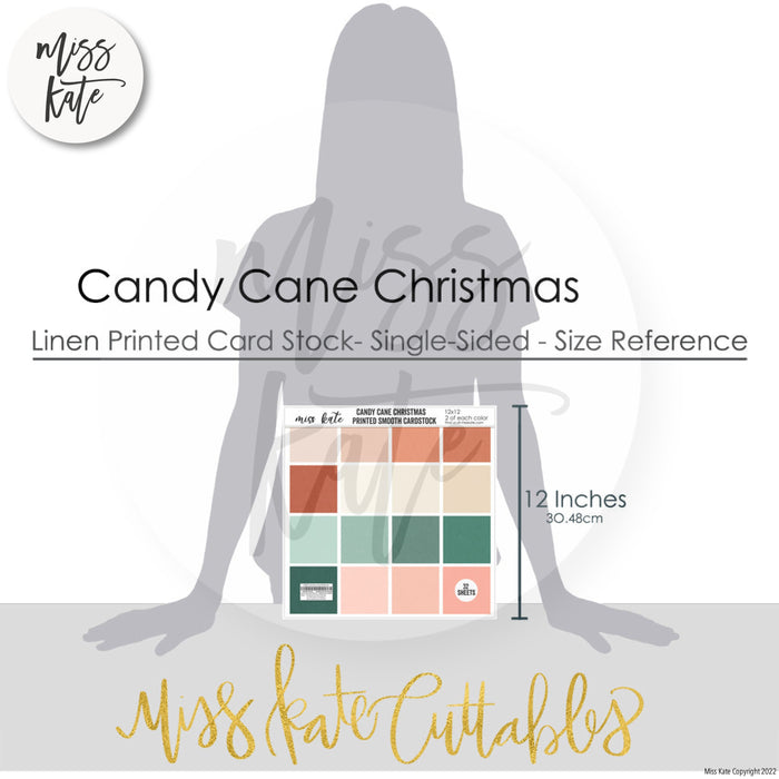 Candy Cane Christmas - Linen-Printed Smooth Cardstock Single-Sided Linen Printed