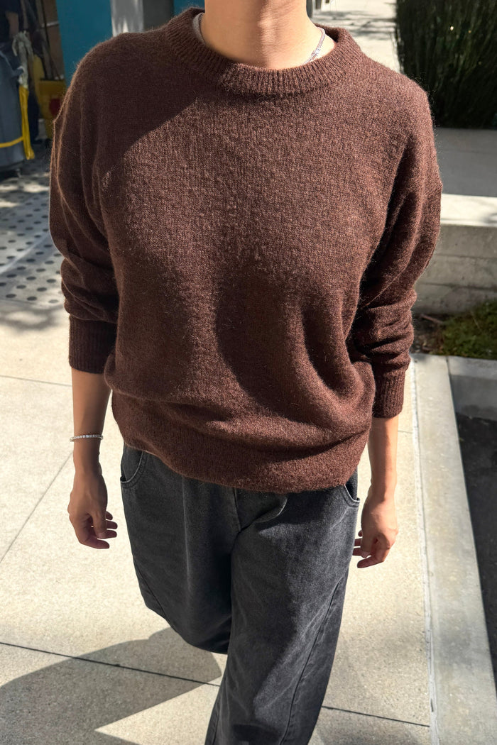 Cecile Crew Neck Mohair Sweater | Espresso - Le Bon Shoppe