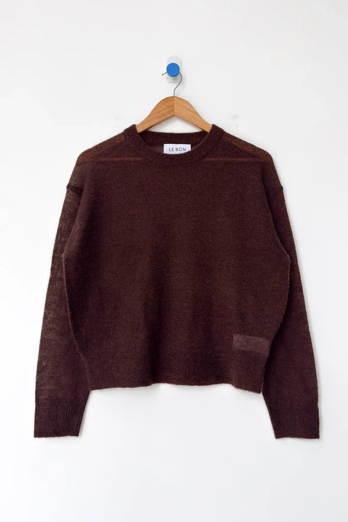 Cecile Crew Neck Mohair Sweater | Espresso - Le Bon Shoppe