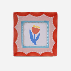 ChagoArt Ceramic Hand-Painted Frame - Red/Pink Scallop