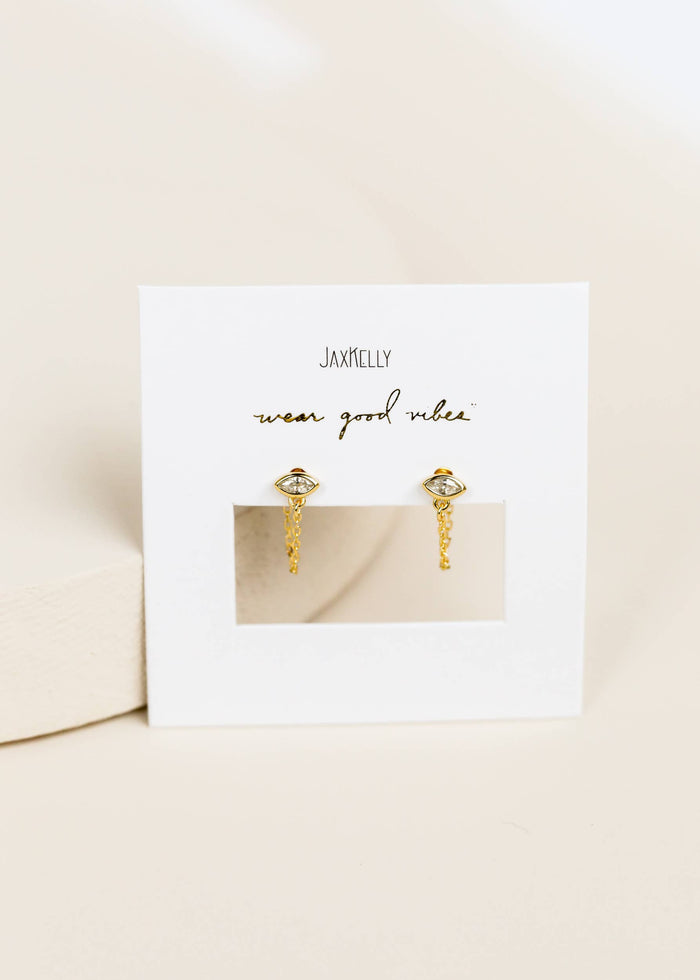 Chain Huggie Stud Gold Earrings