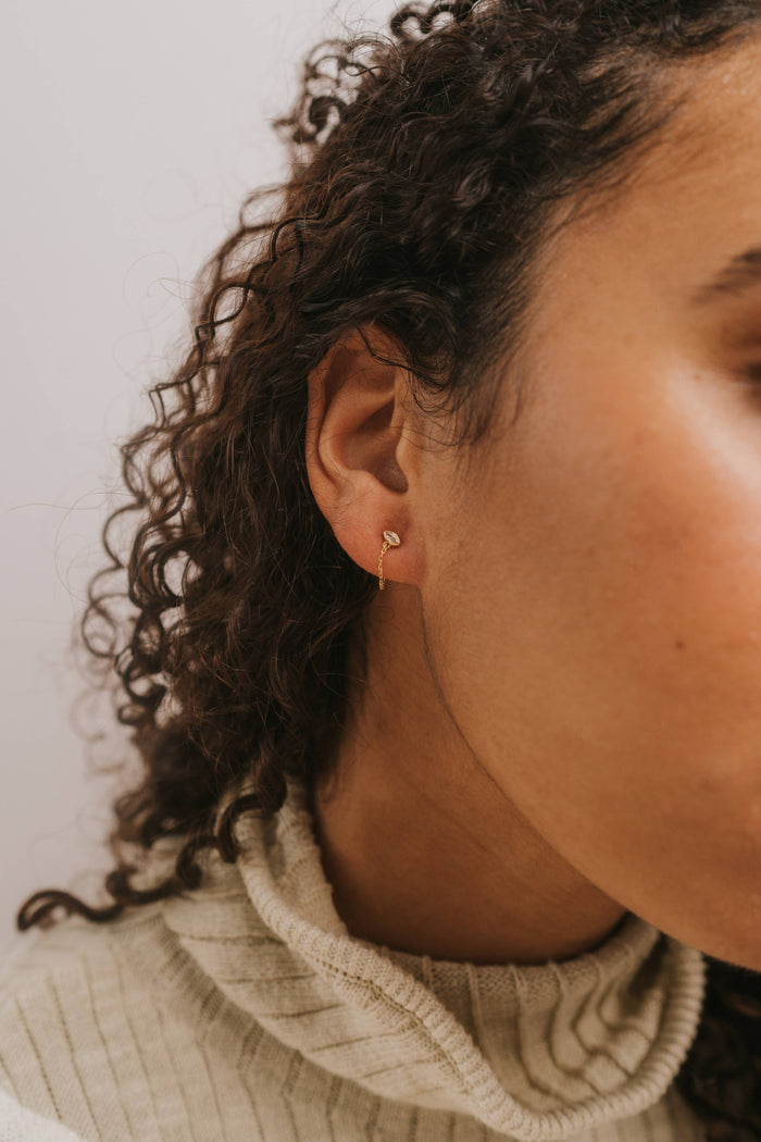 Chain Huggie Stud Gold Earrings