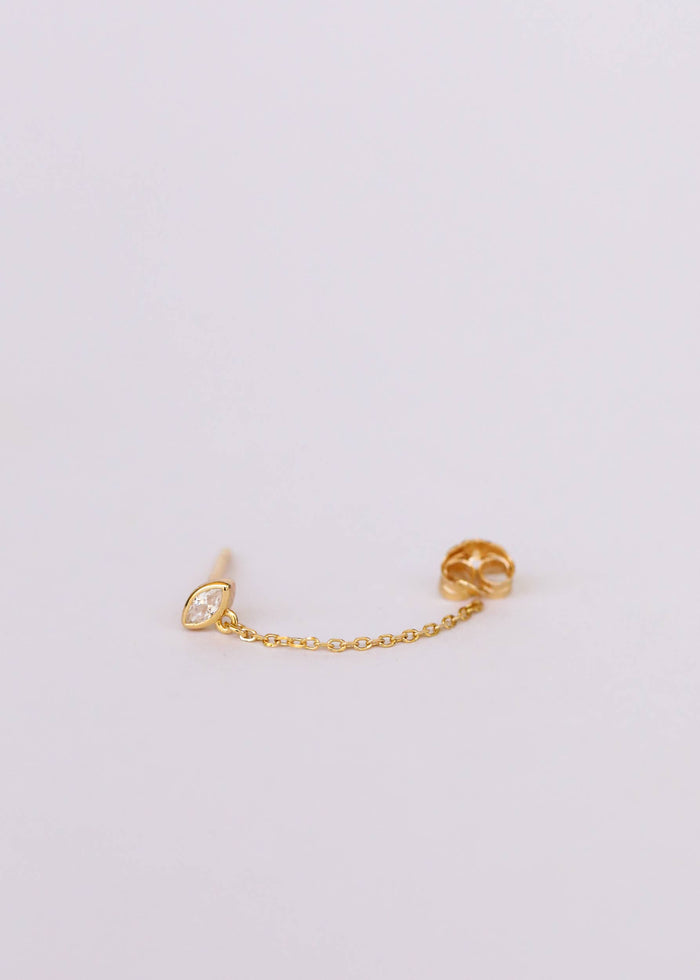 Chain Huggie Stud Gold Earrings