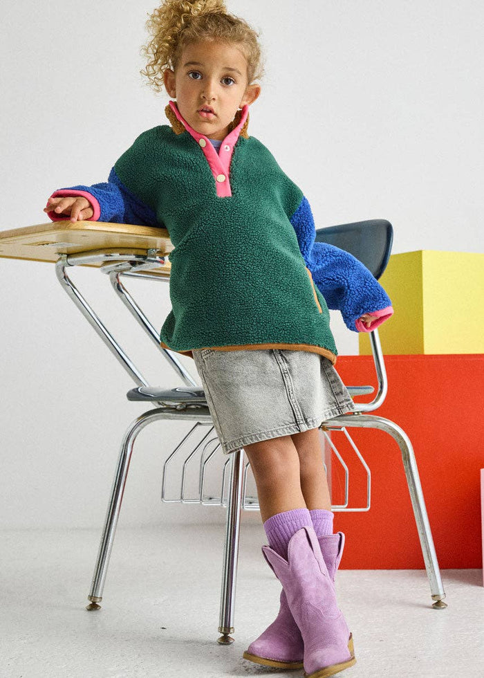 Color Block Fleece Pullover | Pink - Alice & Wonder