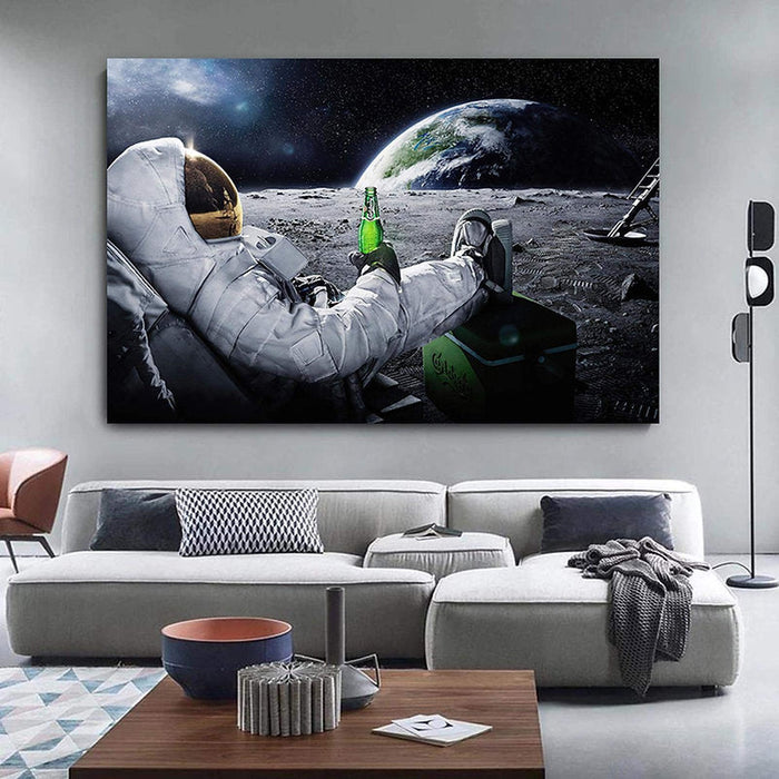 Cosmic Cheers: Astronaut's Beer Break on the Moon - Creative Art