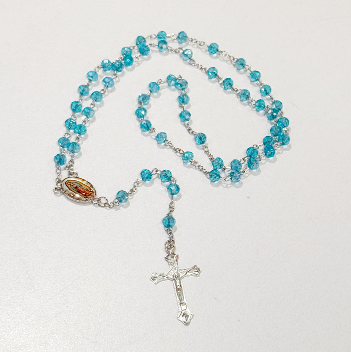Crystal Rosary w/ Colorful Virgin Mary Portrait