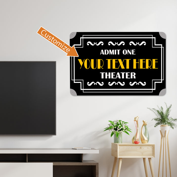 Custom Movie Theater Ticket Sign Theater Ticket Decor Admit One Sign Cinema