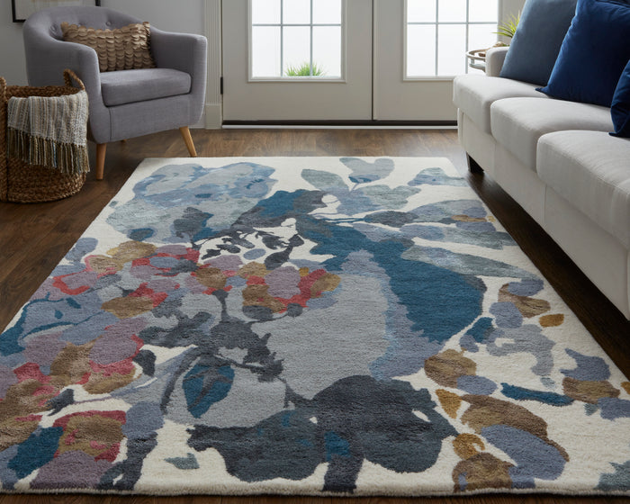 The Rug Corner Feizy Dafney Transitional Floral & Botanical - Blue/Gray/Pink