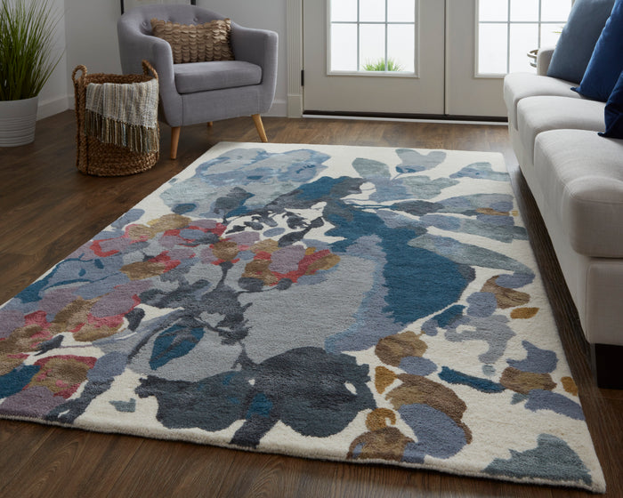 The Rug Corner Feizy Dafney Transitional Floral & Botanical - Blue/Gray/Pink