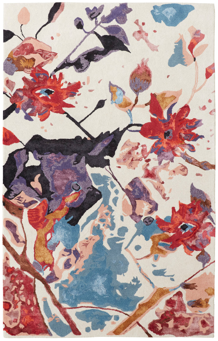 The Rug Corner Feizy Dafney Transitional Floral & Botanical - Red/Blue/Purple
