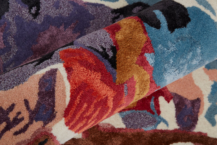 The Rug Corner Feizy Dafney Transitional Floral & Botanical - Red/Blue/Purple