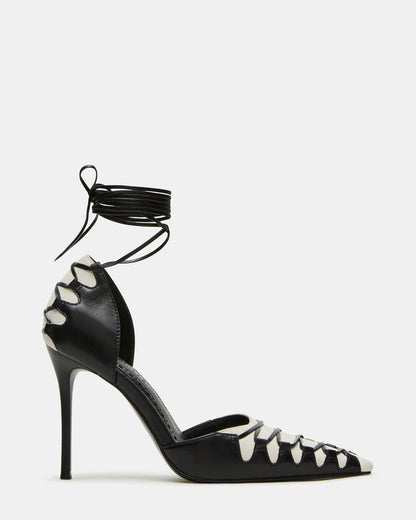DANGER Black Multi Pointed-Toe Lace-Up Stiletto Pump Women's Heel | Steve Madden