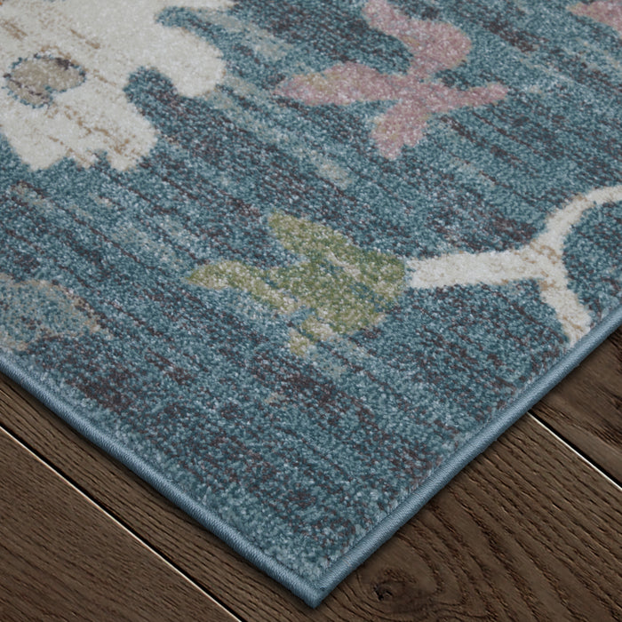 The Rug Corner Feizy Dartmouth Transitional Abstract - Blue/Ivory/Pink