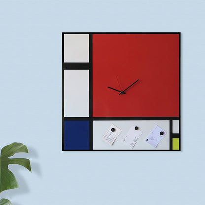 Design Object - Mondrian Magnetic Board Wall Clock - Made in Italy - Time for a Clock