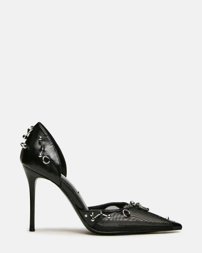 DEVOUR Black Mesh Pointed-Toe Stiletto Pump Women's Heel | Steve Madden