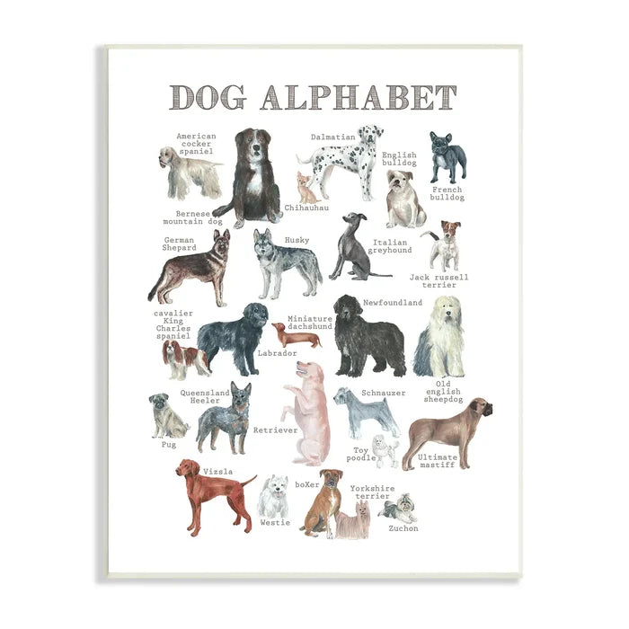 Dog Alphabet Plaque Art - 13" x 19"