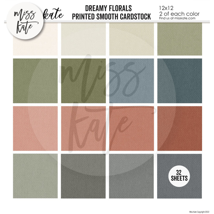 Dreamy Florals - Linen Printed Smooth Cardstock Single-Sided