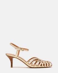 EDIN Champagne Fisherman Caged Strappy Women's Kitten Heel | Steve Madden