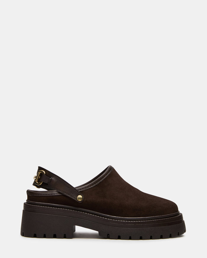 ERBA Brown Suede Platform Lug Slingback Clog Women's Flat | Steve Madden