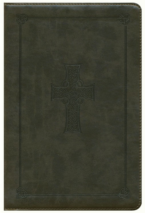 ESV Large Print Personal Size Bible-Olive Celtic Cross Design TruTone -  Limited Quantities Available