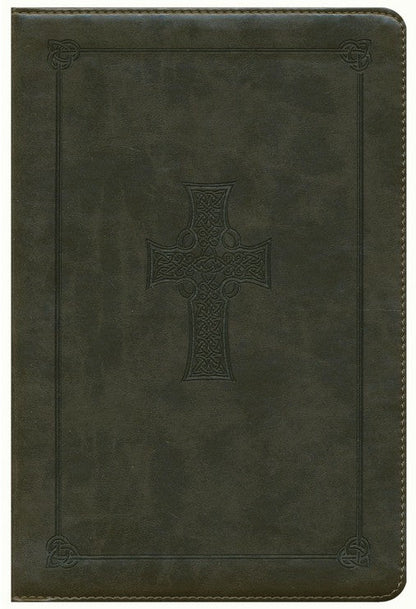 ESV Large Print Personal Size Bible-Olive Celtic Cross Design TruTone -  Limited Quantities Available