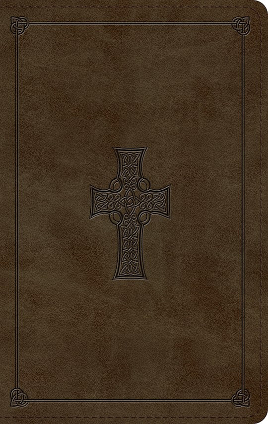 ESV Large Print Personal Size Bible-Olive Celtic Cross Design TruTone -  Limited Quantities Available
