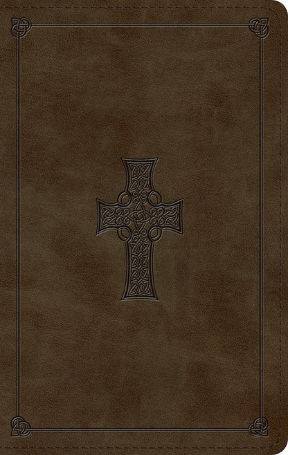 ESV Large Print Personal Size Bible-Olive Celtic Cross Design TruTone -  Limited Quantities Available