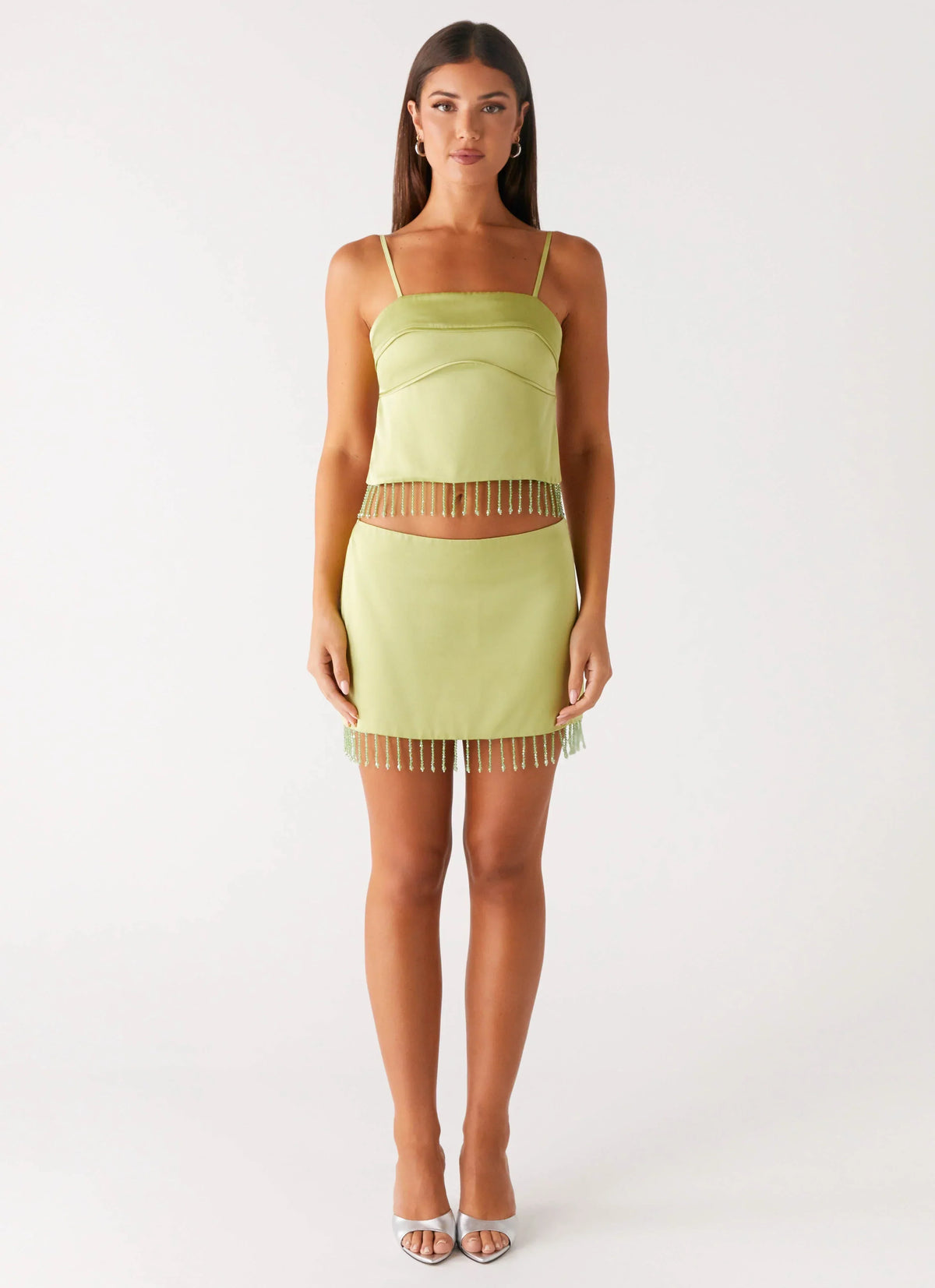 Bora Bora Beaded Mini Skirt - Lime