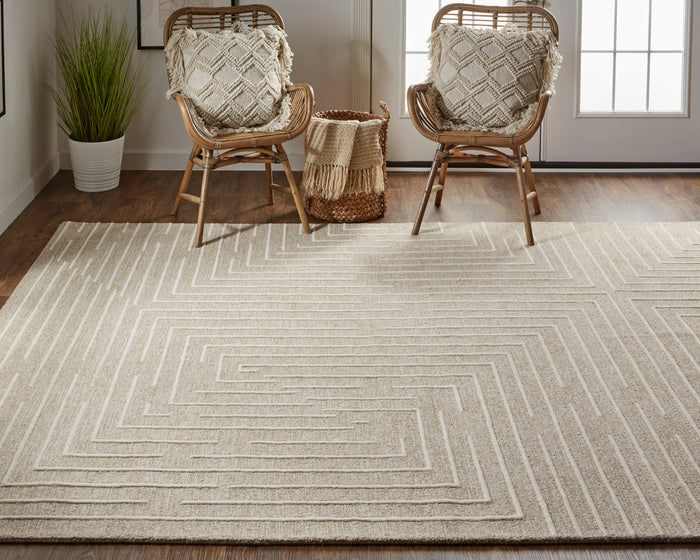 The Rug Corner Feizy Fenner Transitional Geometric - Taupe/Ivory