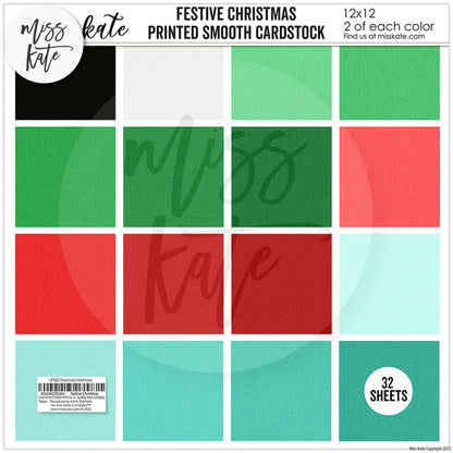 Festive Christmas - Linen Printed Smooth Cardstock Single-Sided