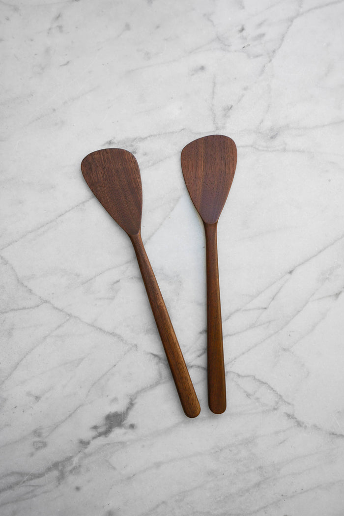 Four Leaf Wood Shop - Flat Line - Modern Salad Set - Walnut Wood