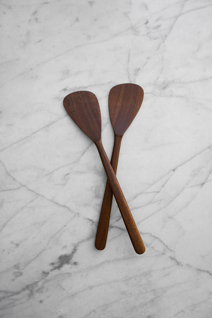 Four Leaf Wood Shop - Flat Line - Modern Salad Set - Walnut Wood