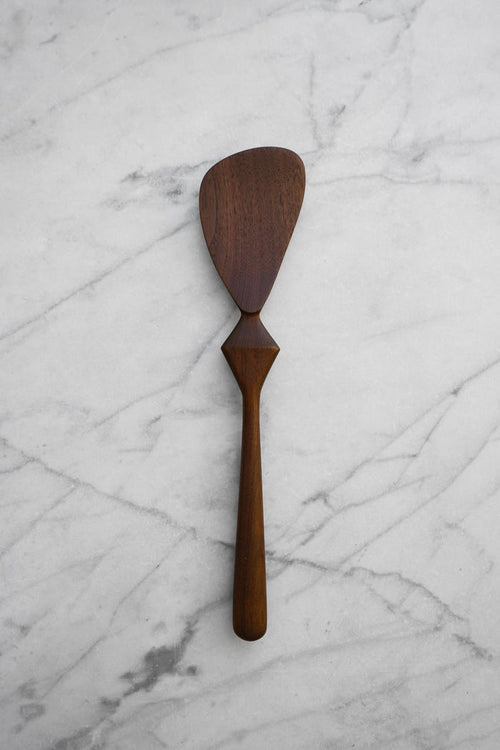 Four Leaf Wood Shop - Modern Cooking Spatula - Diamond Handle - Walnut Wood
