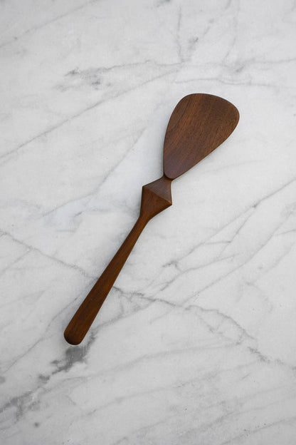 Four Leaf Wood Shop - Modern Cooking Spatula - Diamond Handle - Walnut Wood