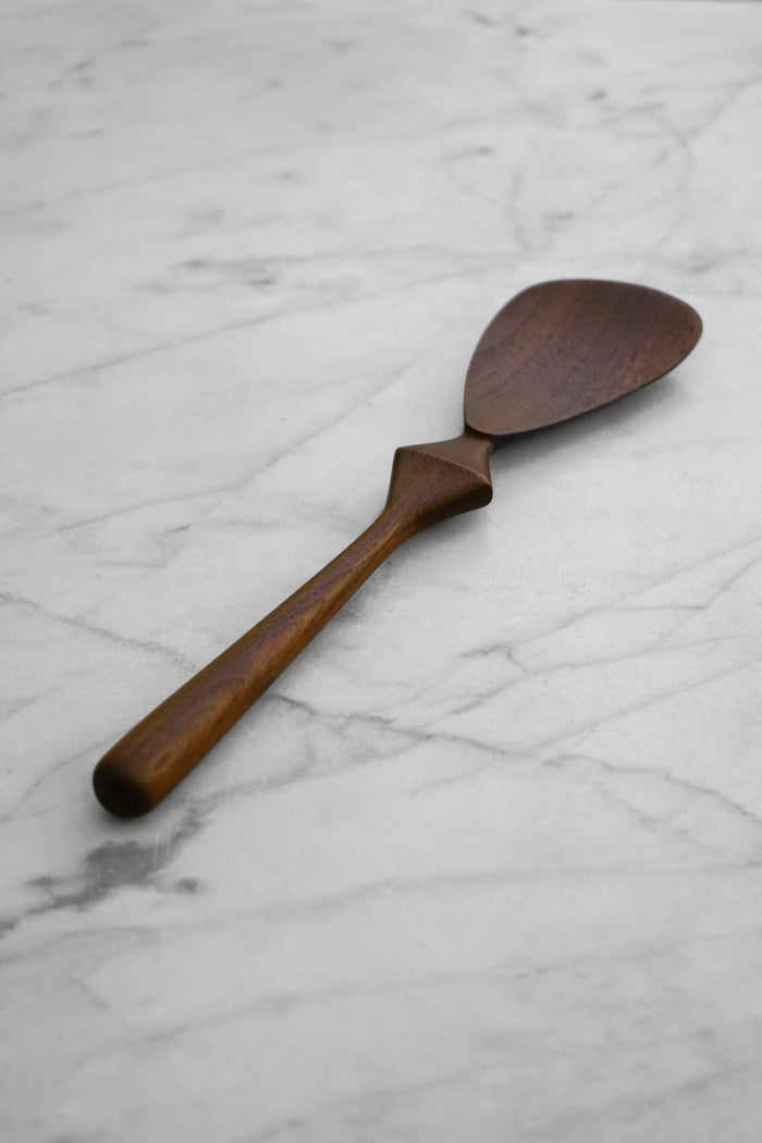Four Leaf Wood Shop - Modern Cooking Spatula - Diamond Handle - Walnut Wood