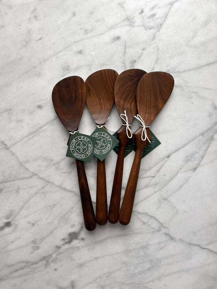 Four Leaf Wood Shop - Modern Cooking Spatula - Diamond Handle - Walnut Wood