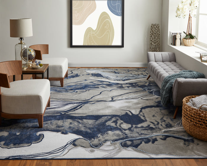 The Rug Corner Feizy Gaspar Modern Abstract - Blue/Gray/Ivory  Gaspar Modern Abstract - Blue/Gray/Ivory