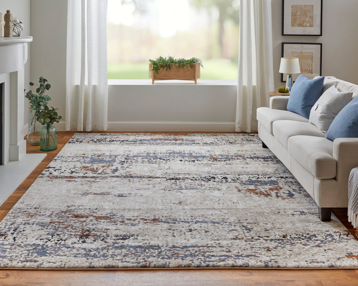 The Rug Corner Feizy Gilmore Modern Abstract - Ivory/Blue/Gray