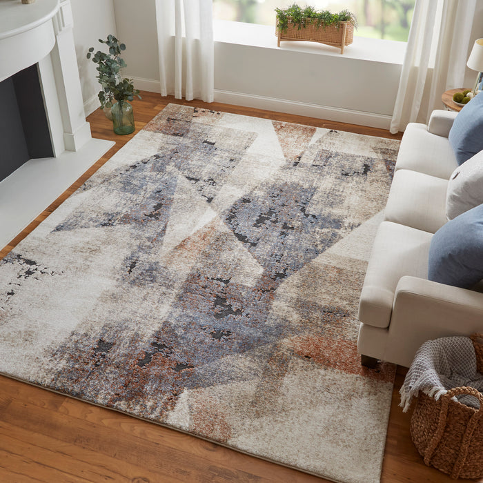 The Rug Corner Feizy Gilmore Modern Color Block - Blue/Ivory/Taupe