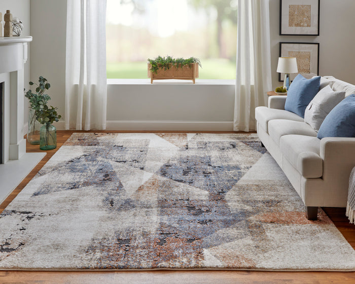 The Rug Corner Feizy Gilmore Modern Color Block - Blue/Ivory/Taupe