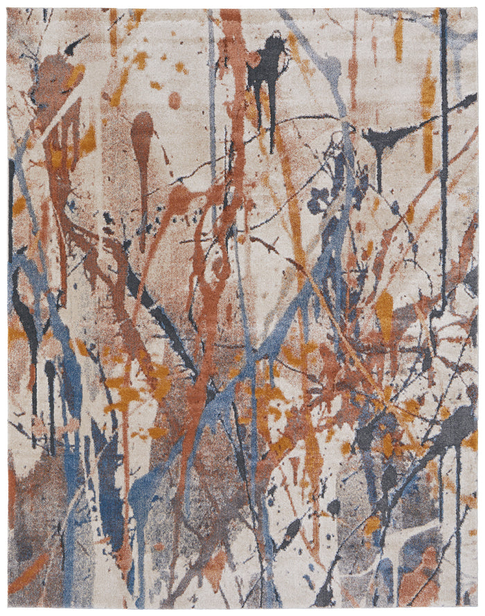 The Rug Corner Feizy Gilmore Modern Watercolor - Blue/Orange/Gray