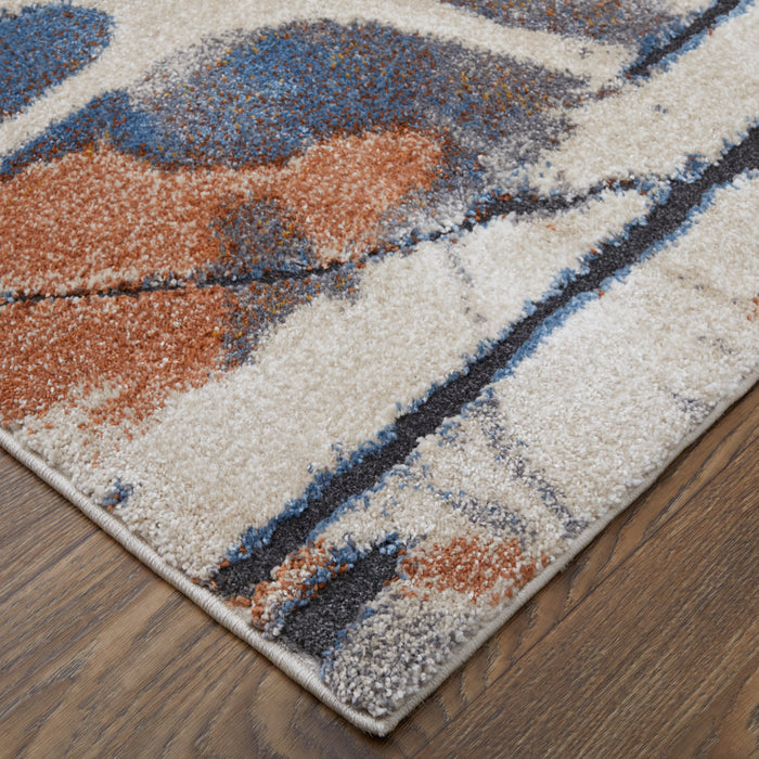 The Rug Corner Feizy Gilmore Modern Watercolor - Blue/Orange/Gray