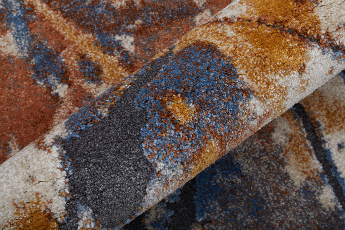 The Rug Corner Feizy Gilmore Modern Watercolor - Blue/Orange/Gray