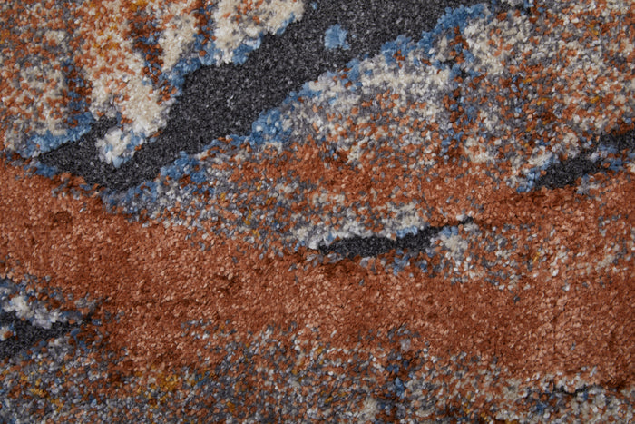 The Rug Corner Feizy Gilmore Modern Watercolor - Blue/Orange/Gray