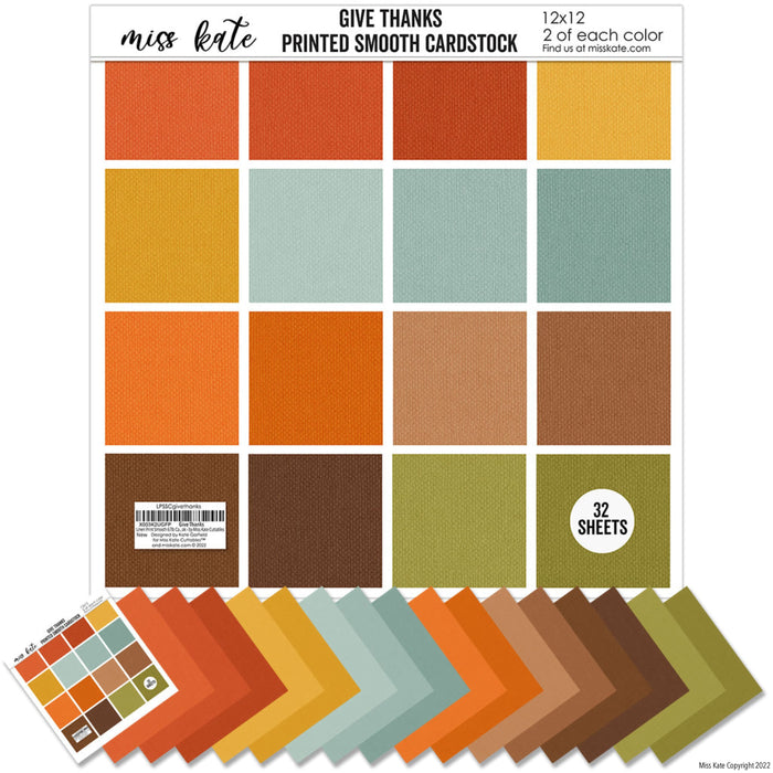 Give Thanks - Linen-Printed Smooth Cardstock Single-Sided Linen Printed