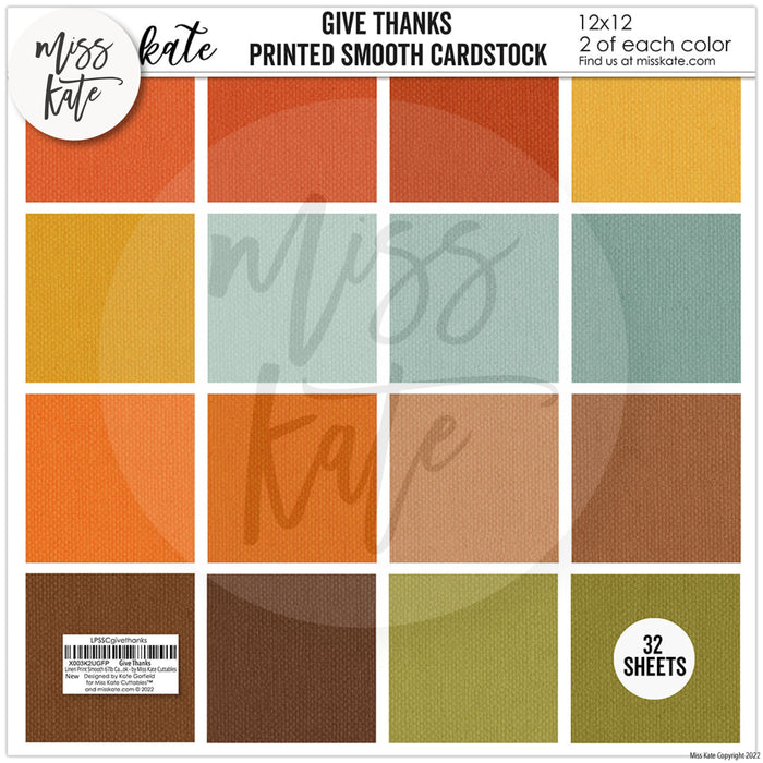 Give Thanks - Linen-Printed Smooth Cardstock Single-Sided Linen Printed