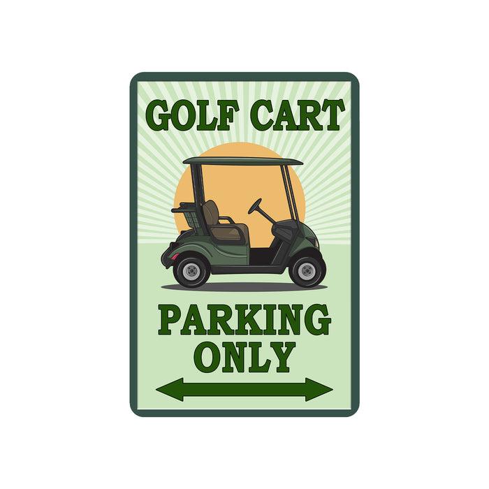 Golf Cart Parking Only metal sign with golf course theme for garage or clubhouse wall decor