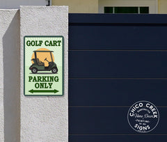 Golf Cart Parking Only Sign Course Decor Wall Metal Parking Sign