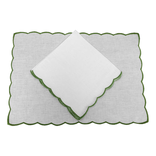 Green Scallop Border Placemat - Maisonette Shop